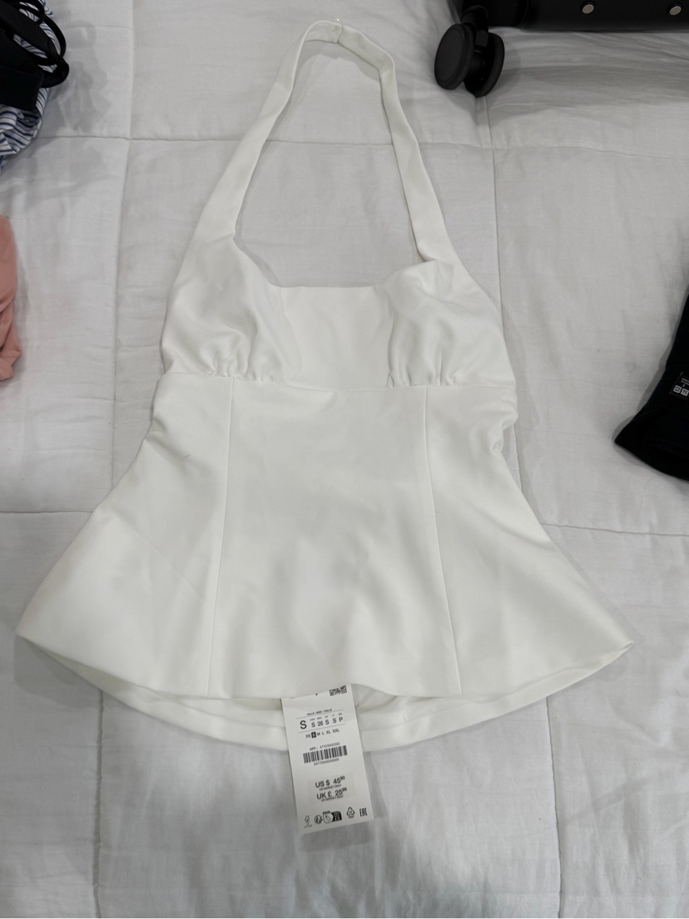 White Peplum Halter Top